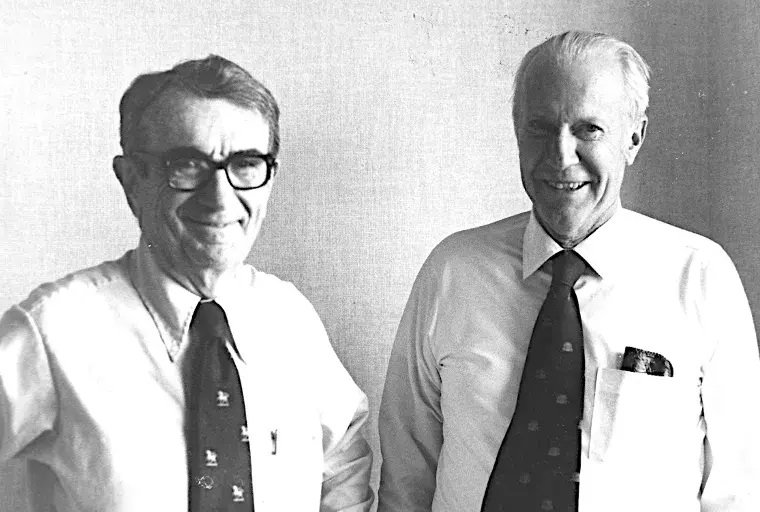 AOS presidents A. McGhee Harvey, MD and William Bennet Bean, MD (right) in 1978